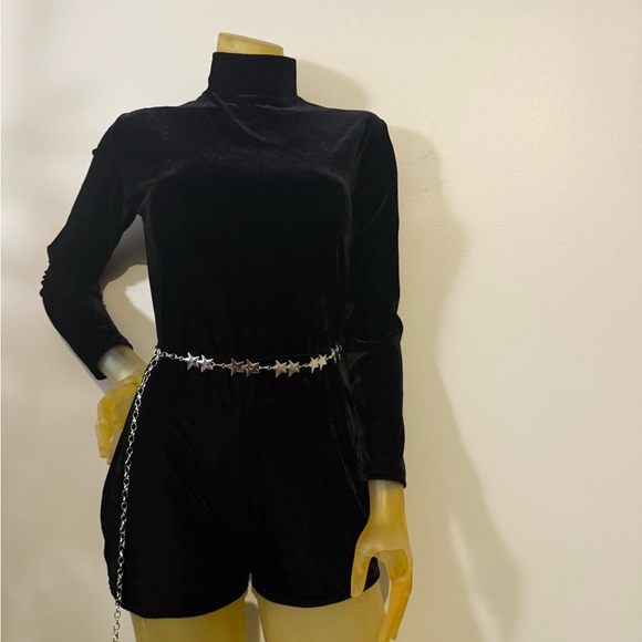 velvet cave Pants - Black Velvet Romper